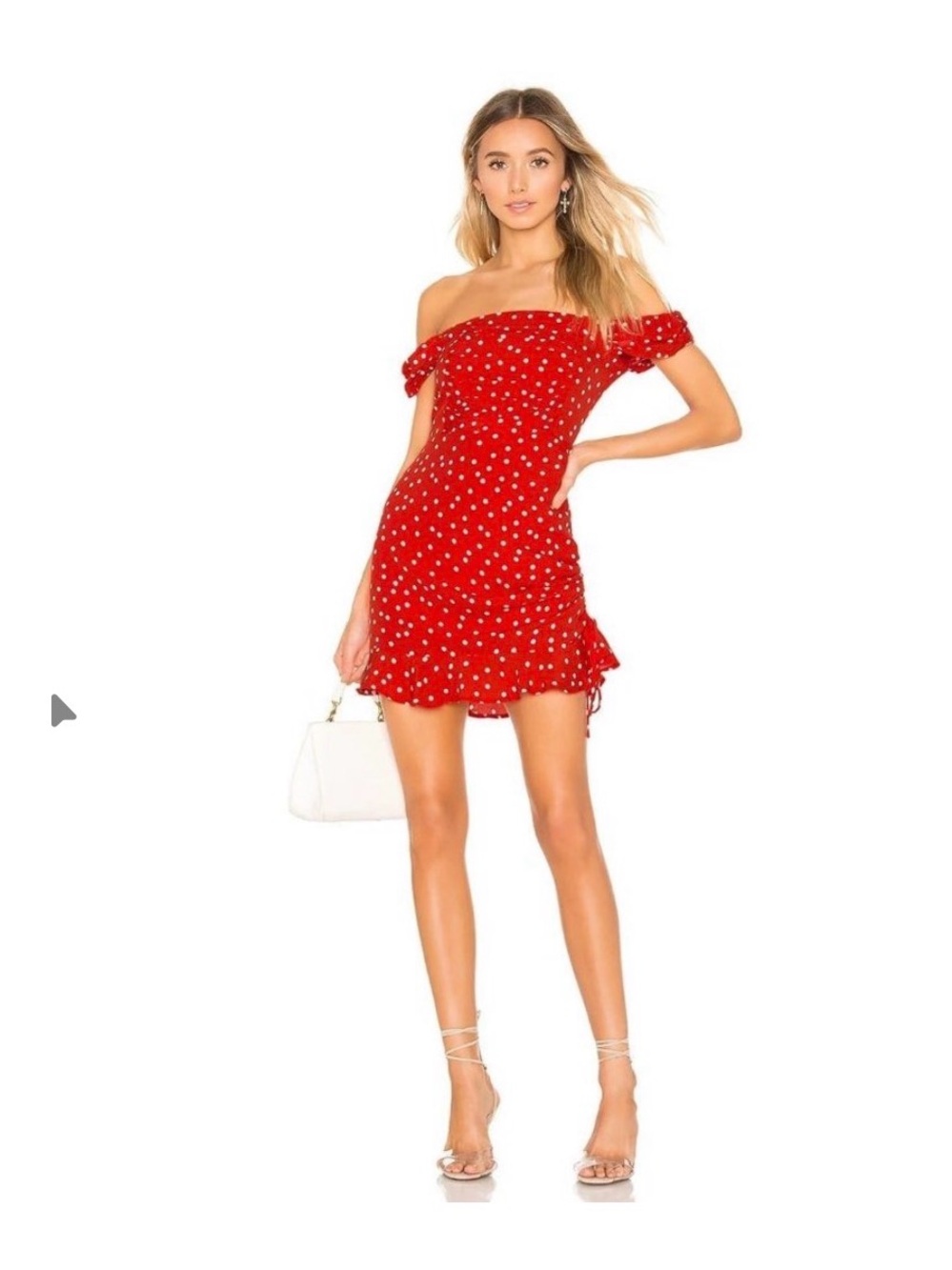 Privacy Please Red Polka Dot Off-Shoulder Mini Dress